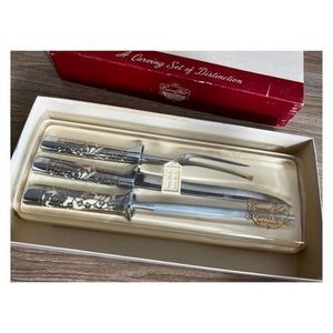 Vintage Carving set Carvel Hall by Bridell USA 3 Piece Cutlery Set